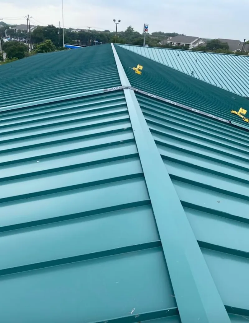 Green commercial metal roof ridge and valley for Metal Roof Repair in Gibsonville